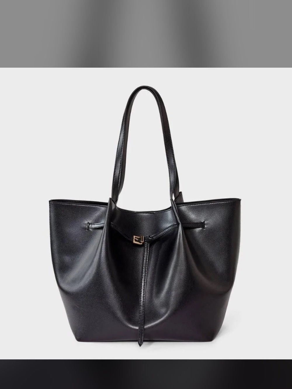 NWT a new day black faux  Leather Tote Bag with Top Strap Closure